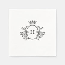 Elegante Escudo Monograma Boda Napkin