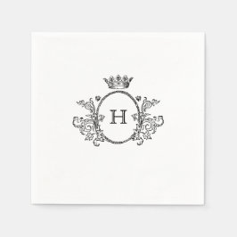 Servilleta De Papel Elegante Escudo Monograma Boda Napkin