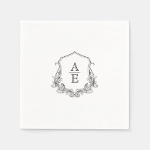 Elegante Escudo Monograma Boda Napkin