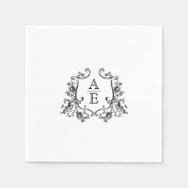 Servilleta De Papel Elegante Escudo Monograma Boda Napkin