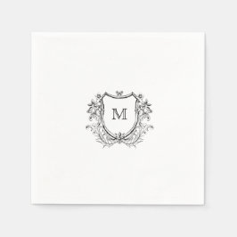Servilleta De Papel Elegante Escudo Monograma Boda Napkin