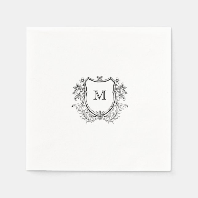 Servilleta De Papel Elegante Escudo Monograma Boda Napkin (Anverso)