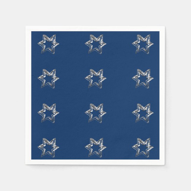 Servilleta De Papel Elegante estampado estrellado Estrellas color gris (Anverso)