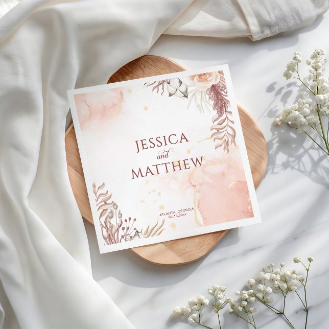 Servilleta De Papel Elegante Estilo Boho Avenida Floral Rosa Rosa Rosa (Subido por el creador)