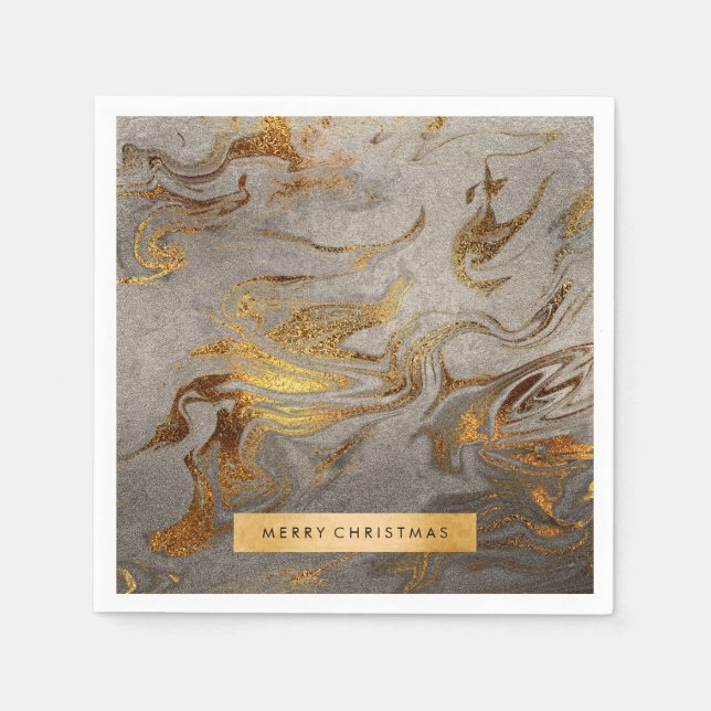 Servilleta De Papel Elegante estilo moderno de cobre dorado y mármol p (Anverso)