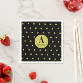 Servilleta De Papel Elegante Estrella Dorada y Negra con Patrón de Mon
