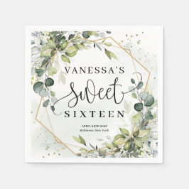 Servilleta De Papel Elegante eucalipto botánico verde oro Dulce 16