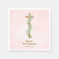 Elegante eucalipto y primera comunión cruzada rosa