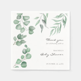 Servilleta De Papel Elegante Eucalyptus Baby Shower Greenery Foliage