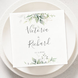 Servilleta De Papel Elegante Eucalyptus deja Boda de oro de la vegetac