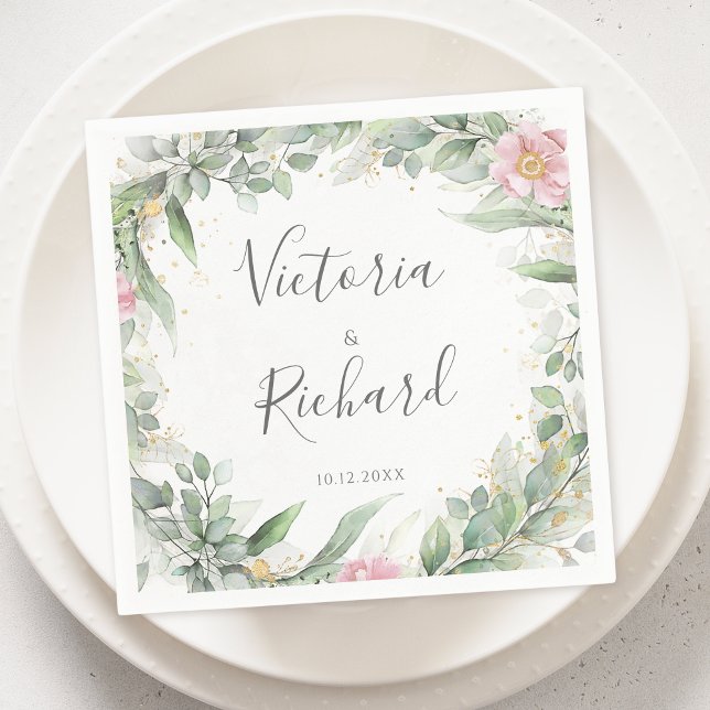 Servilleta De Papel Elegante Eucalyptus deja Boda de oro de la vegetac (Subido por el creador)