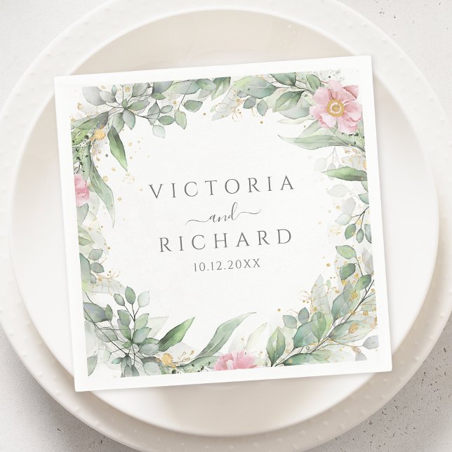 Servilleta De Papel Elegante Eucalyptus deja Boda de oro de la vegetac (Subido por el creador)