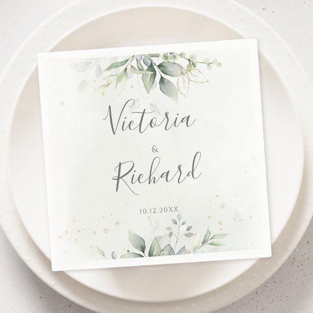 Servilleta De Papel Elegante Eucalyptus deja Boda de oro de la vegetac (Subido por el creador)