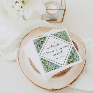 Servilleta De Papel Elegante Eucalyptus Geométrico Greenerenery Boda