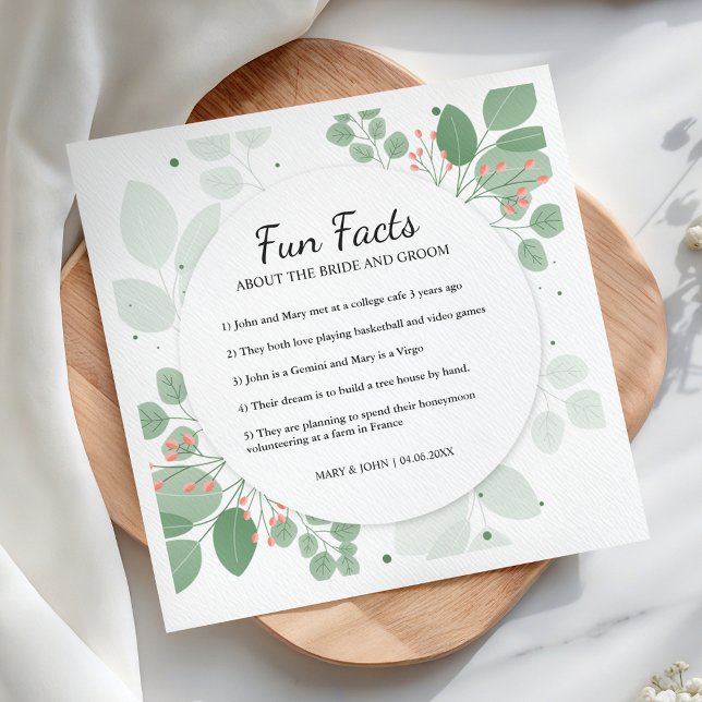 Servilleta De Papel Elegante Eucalyptus Greenery Fun Facts Boda (Subido por el creador)