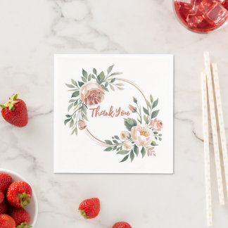 Servilleta De Papel Elegante Eucalyptus Peach Floral