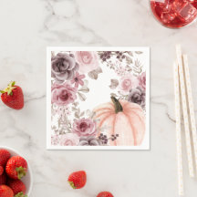 Elegante Fall Floral Calabaza Neutral acuarela