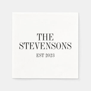 Servilleta De Papel Elegante Familia Clásica Apellido Est Date Blanco