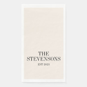 Servilleta De Papel Elegante Familia Clásica Apellido Fecha Est Marfil