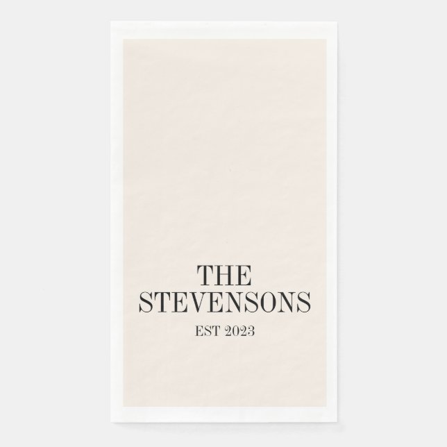 Servilleta De Papel Elegante Familia Clásica Apellido Fecha Est Marfil (Anverso)