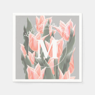 Servilleta De Papel Elegante Familia Nombre Monograma Pintura De Tulip