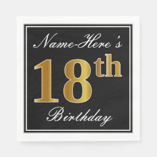 Servilleta De Papel Elegante, Faux Gold 18th Birthday + Nombre persona