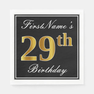 Servilleta De Papel Elegante, Faux Gold 29th Birthday + Nombre persona