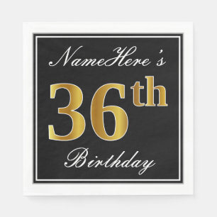 Servilleta De Papel Elegante, Faux Gold 36th Birthday + Nombre persona
