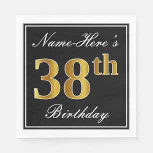 Servilleta De Papel Elegante, Faux Gold 38th Birthday + Nombre persona