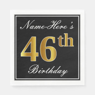 Servilleta De Papel Elegante, Faux Gold 46th Birthday + Nombre persona
