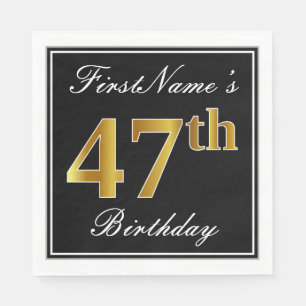 Servilleta De Papel Elegante, Faux Gold 47th Birthday + Nombre persona