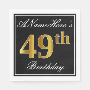 Servilleta De Papel Elegante, Faux Gold 49th Birthday + Nombre persona