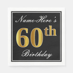 Servilleta De Papel Elegante, Faux Gold 60th Birthday + Nombre persona