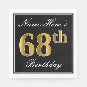 Servilleta De Papel Elegante, Faux Gold 68th Birthday + Nombre persona