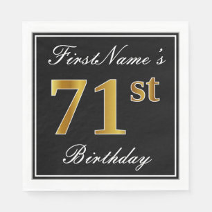 Servilleta De Papel Elegante, Faux Gold 71st Birthday + Nombre persona