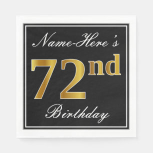 Servilleta De Papel Elegante, Faux Gold 72nd Birthday + Nombre persona