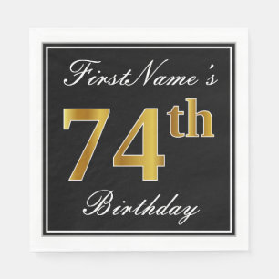 Servilleta De Papel Elegante, Faux Gold 74th Birthday + Nombre persona