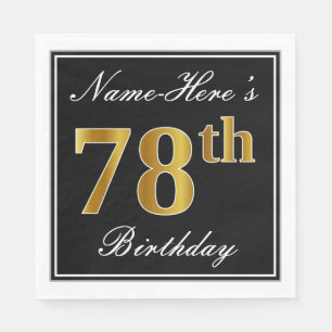 Servilleta De Papel Elegante, Faux Gold 78th Birthday + Nombre persona