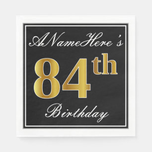 Servilleta De Papel Elegante, Faux Gold 84th Birthday + Nombre persona