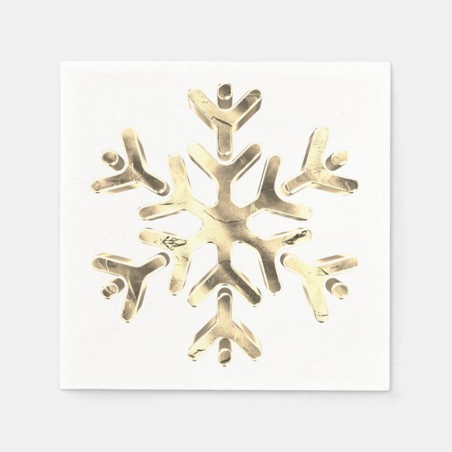 Servilleta De Papel Elegante Faux Gold Snowflake Winter Fiestas Napkin (Anverso)
