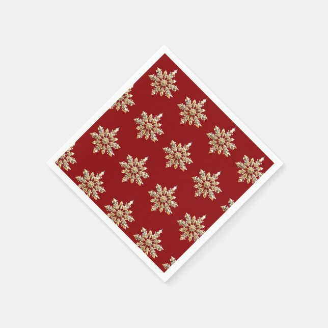 Servilleta De Papel Elegante Feliz Navidad Nochebuena de copas de niev (Borde)