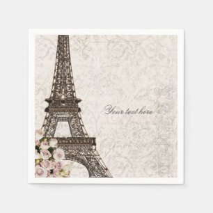 Servilleta De Papel Elegante fiesta chic de París Torre Eiffel y rosas