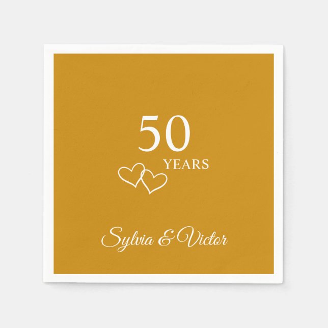 Servilleta De Papel Elegante Fiesta de Aniversario Dorado 50 personali (Anverso)