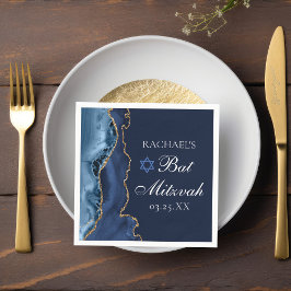 Servilleta De Papel Elegante Fiesta de Bat Mitzvah de la Armada Azul d
