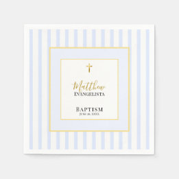 Servilleta De Papel Elegante Fiesta de Bautizo Azul Oro