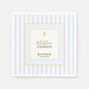 Servilleta De Papel Elegante Fiesta de Bautizo Azul Oro