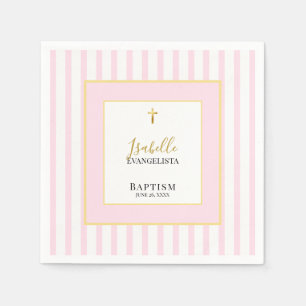 Servilleta De Papel Elegante fiesta de bautizo rosa y dorado