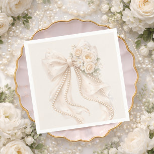 Servilleta De Papel Elegante Fiesta de Bebé Floral con Lazo