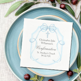 Servilleta De Papel Elegante Fiesta de confirmación de cinta azul