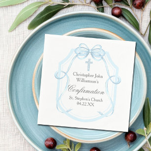 Servilleta De Papel Elegante Fiesta de confirmación de cinta azul